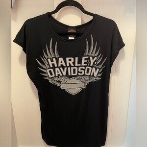 Black Blinged Harley Davidson Shirt